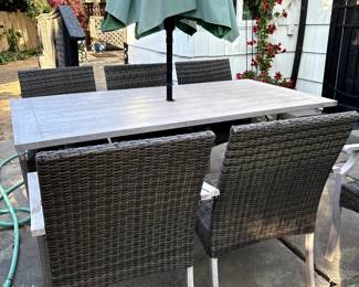 Metal outdoor table with chairs