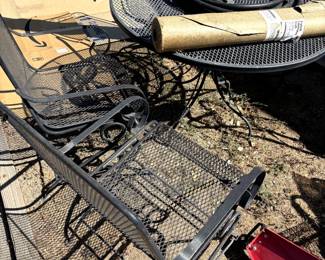 Steel patio table with chairs
