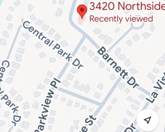 Home is located on the corner of Barnett Dr./Northside Dr.