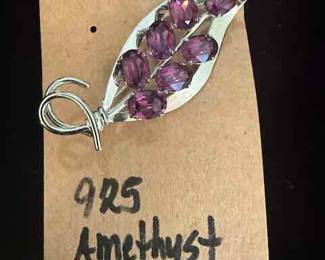 Sterling Amethyst Pin