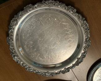 Ornate Silver Plate round tray