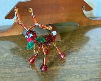 Vintage beaded reindeer ornament 