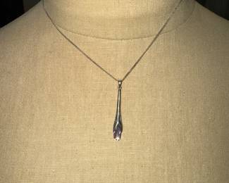 Sterling and Amethyst Drop pendant
