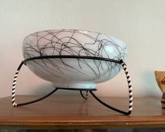Hazel Atlas Midnight Magic Salad Bowl on stand
