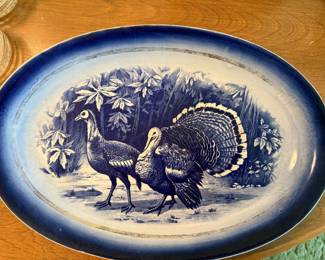 Flow Blue Turkey Platter