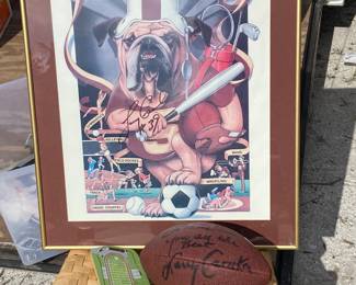 Larry Csonka Autographed high school team poster, football and block 