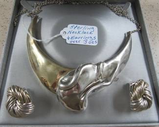 Sterling Necklace & Earrings - Over 3 Ounces 