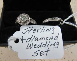 Sterling & Diamond Wedding Set