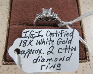 I.G.I. Certified 18K White Gold Diamond Ring - Approx. 2 cttw