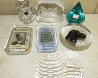 Paperweight Collection includes Waterford Flag, Fenton Bear, & Ships Prism 