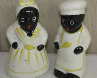 1950's Japan Black Art Salt & Pepper Shakers