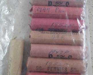 1940's - 1950's Wheat Pennies - 10 Rolls - All 1 Lot
