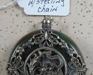 Large Jade Pendant w/Sterling Chain