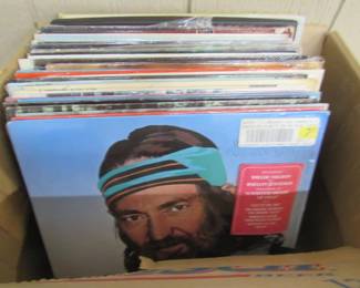 Box of Vintage Record Albums 