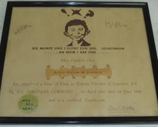 1960's Military Certificate