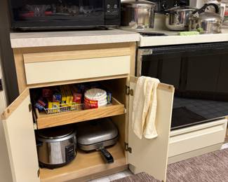 Microwave and pots and pans