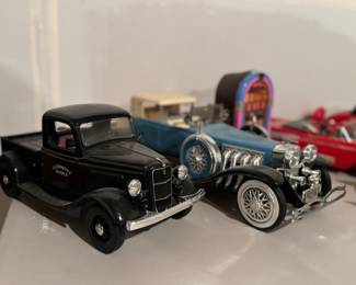 Vintage whiskey filled car decanters
