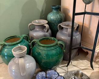 Assorted stoneware urns and containers