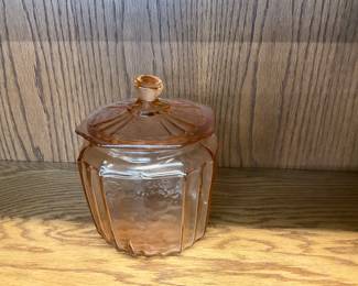 Pink Depression Glass Biscuit Jar / Cookie Jar