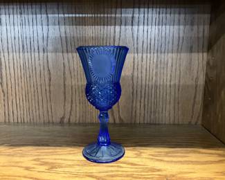 Avon Fostoria Cobalt Blue George Washington Mt Vernon Goblet & Pitcher
