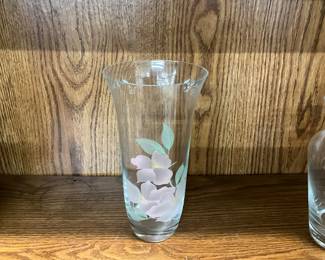 Hand Painted Floral Glass Vase
