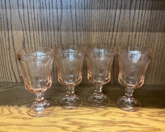 Indiana Glass Recollection Pink Madrid Water Goblets