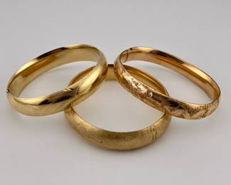 14K gold bangle bracelets. All in great condition. No dents.