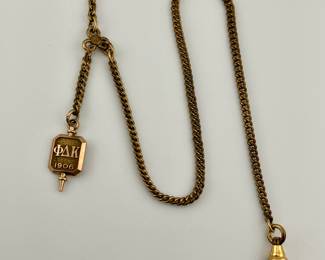10K gold phi delta kappa charm on antique watch fob chain
