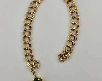 14K gold charm bracelet with jade charm