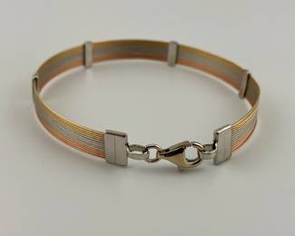 14K yellow, rose and white gold bracelet
