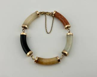 14k gold jade and onyx bracelet