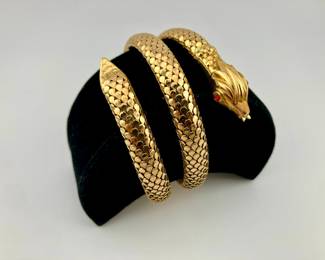 18k gold snake bracelet with ruby eyes