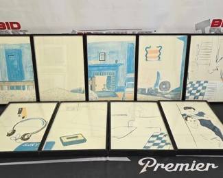 2782 8 Framed Drawings