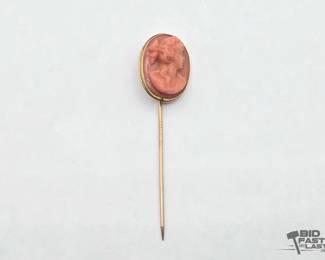 804 10k Gold Cameo Stick Pin, 4.3g