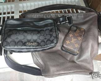 2674  2 Coach Purses  1 Louis Vuitton Phone Case 