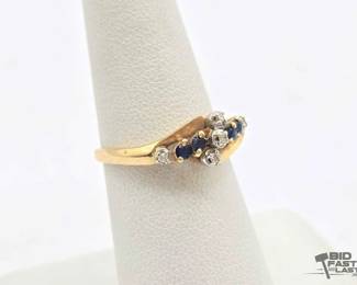 720 14k Gold Topaz and Diamond Ring, 2.6g