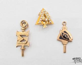 806 10k Gold Pendants amp Pin, 8.8g