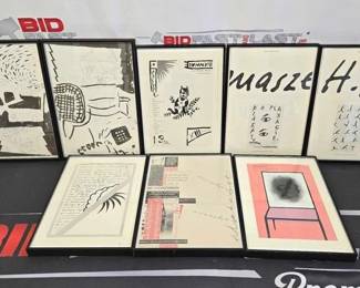 2774  8 Framed Henry Tomaszewski Art Book Pages 