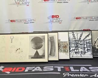 2730  5 Framed Photos and Sketches 