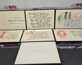 2804 7 Framed Poems Calligraphy from Seuil De Source