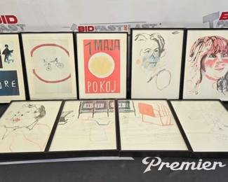 2776  9 Framed Henry Tomaszewski Art Book Pages 