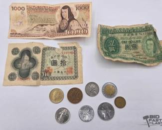 1708  11 Foreign Currency Bills  Coins 