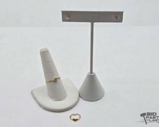 724 14k Gold and Diamond Ring, White Gold Diamond Earrings Gold Heart, 1.9g