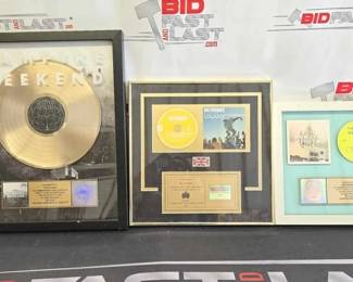 2792  3 Framed Record Awards 