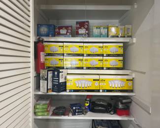 Lightbulbs, fire, extinguisher, oil, paints, etc.