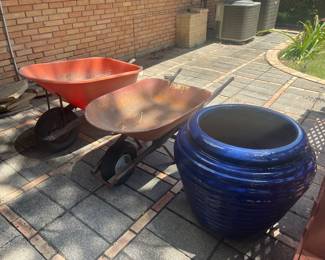 Our other beautiful blue beehive  pot and wheel barrels