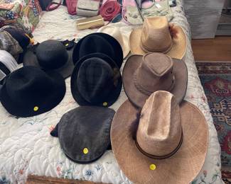 Various hats including Stetson, pageboy, hats, fedora‘s, etc.