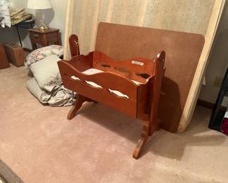 VINTAGE SWINGING WOOD CRADLE