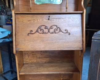 Antique oak drop Front secretary