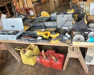 Garage front table hand tools